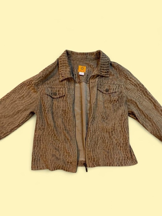 Ruby Rd. Jackets & Blazers - Ruby Rd. Brown Croc-Embossed Jacket